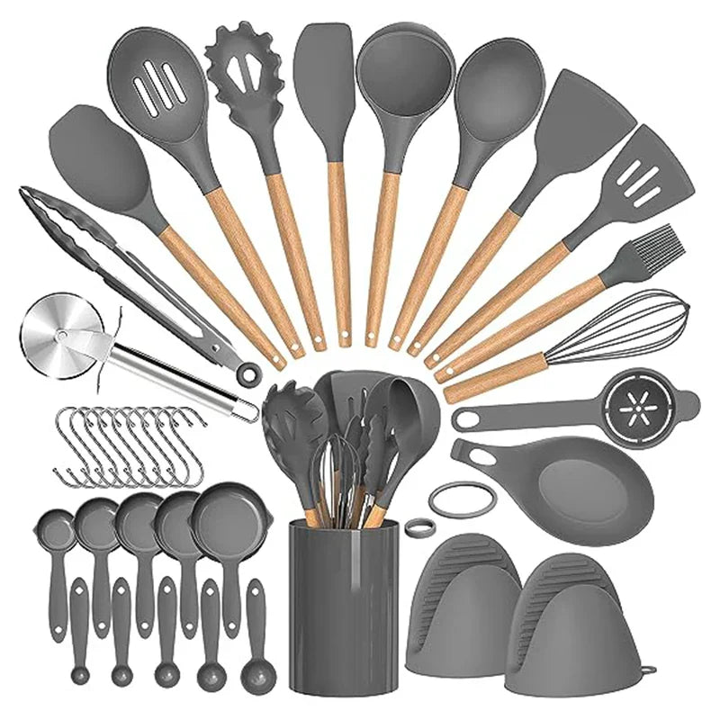 Silicone Cooking Utensils Set With Holder (36Pcs)