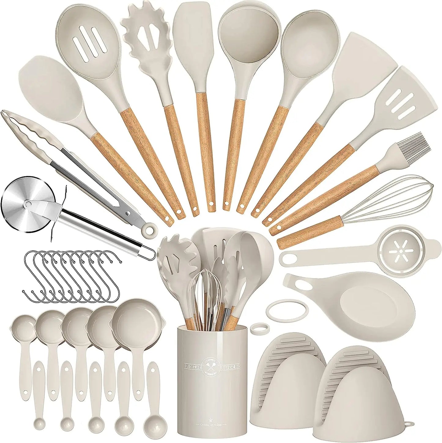 Silicone Cooking Utensils Set With Holder (36Pcs)