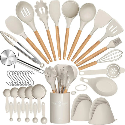 Silicone Cooking Utensils Set With Holder (36Pcs)